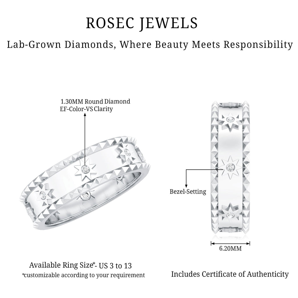 Vintage Inspired Lab Grown Diamond Starburst Wedding Band
