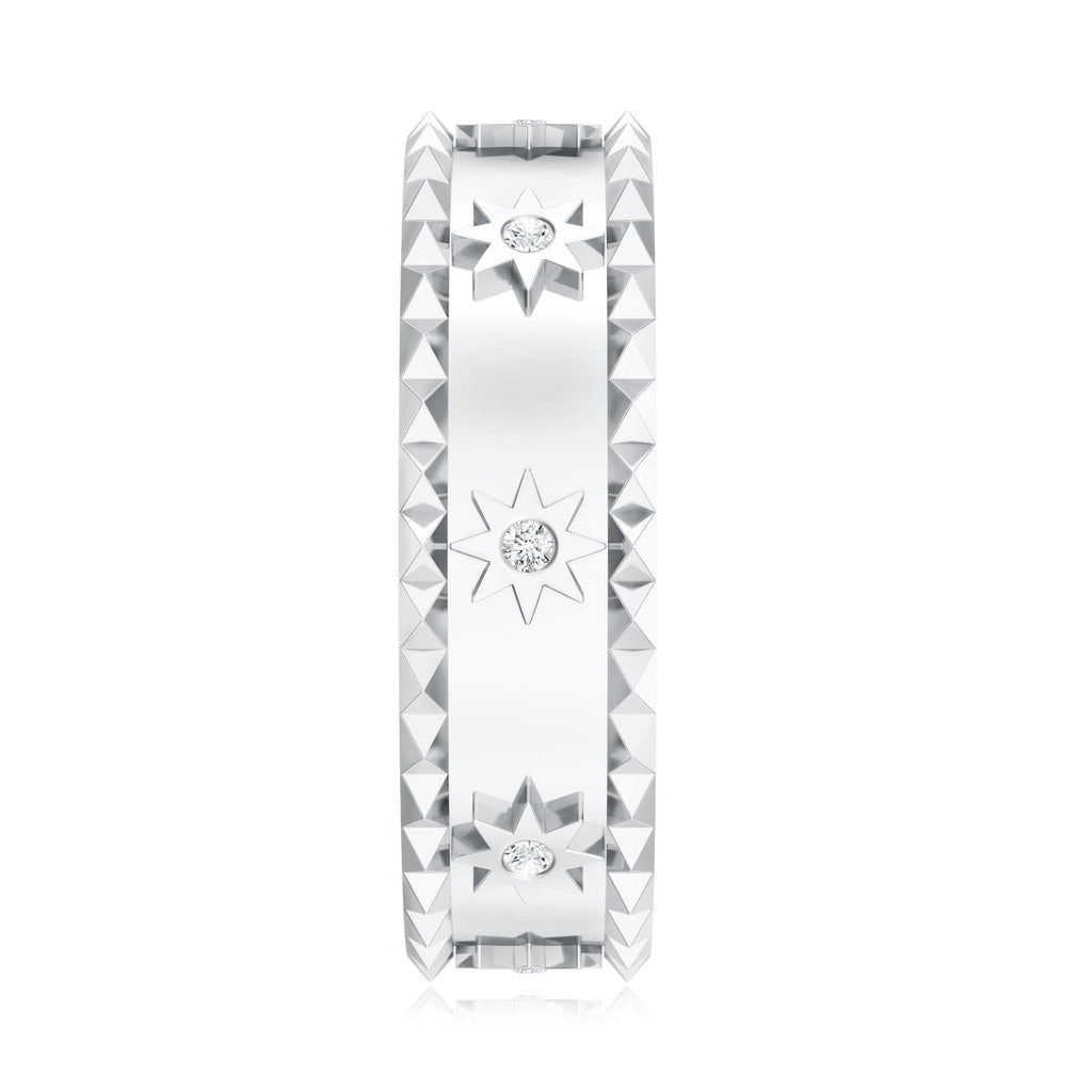 Vintage Inspired Lab Grown Diamond Starburst Wedding Band