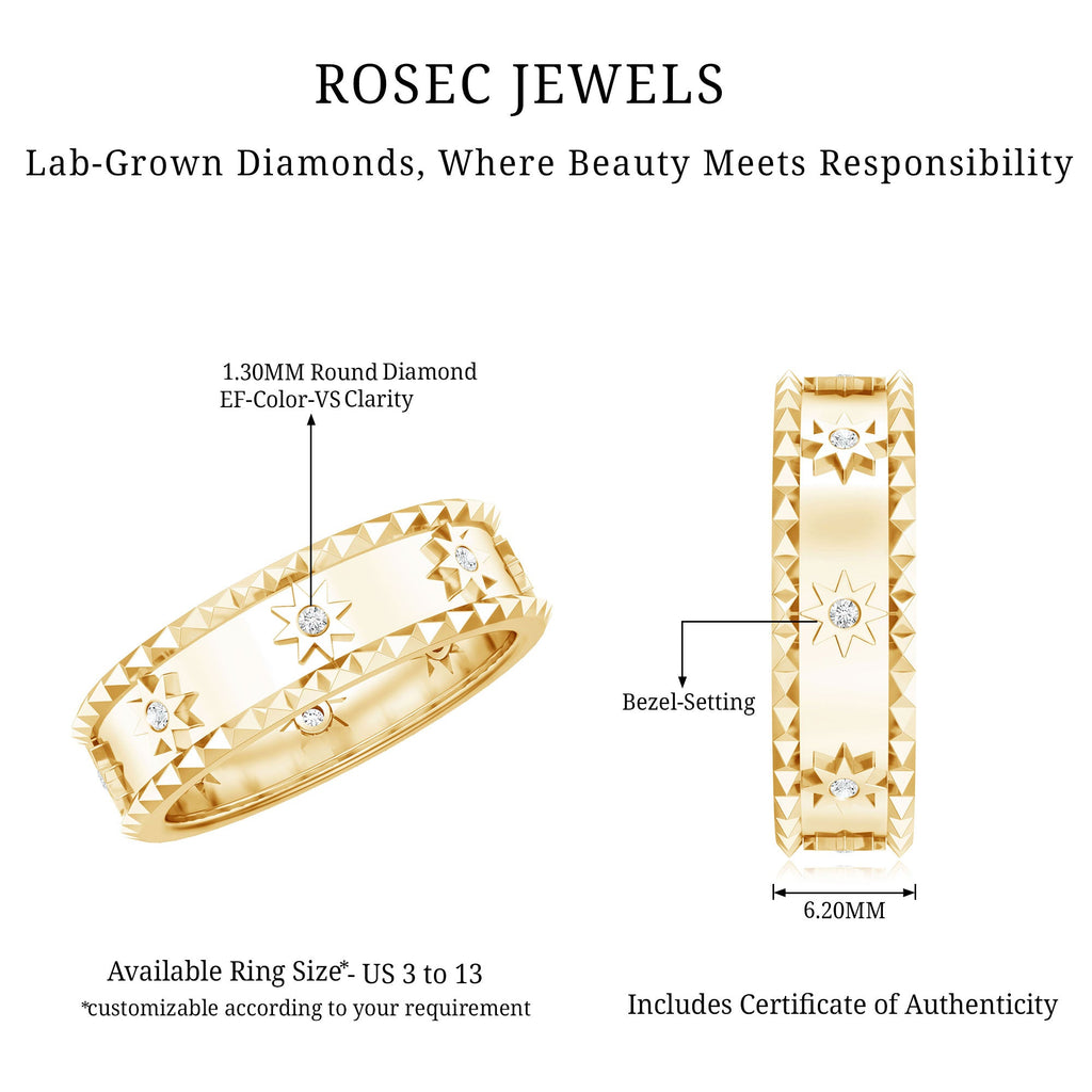 Vintage Inspired Lab Grown Diamond Starburst Wedding Band
