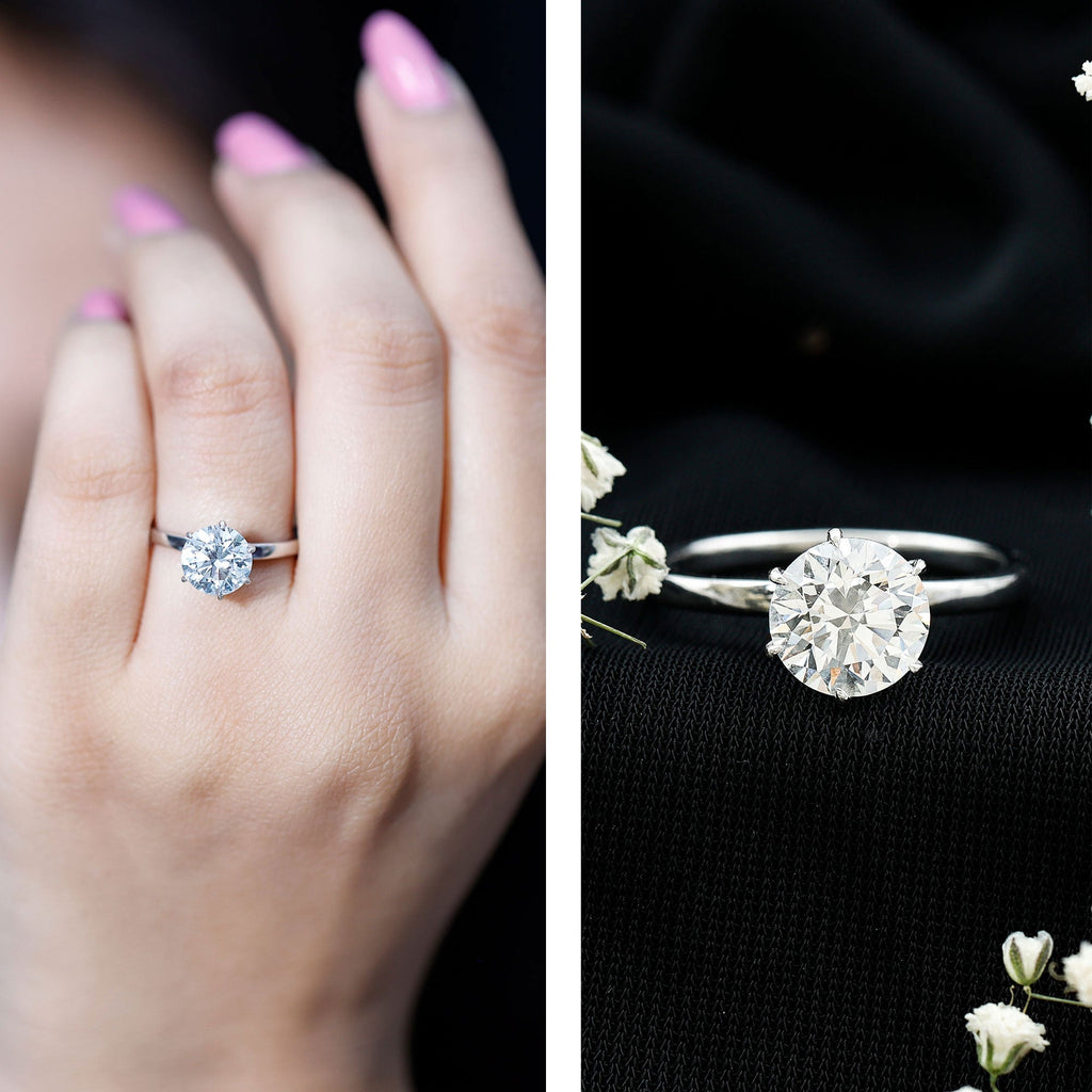 2 Carat Lab Grown Diamond Solitaire Engagement Ring with Hidden Halo