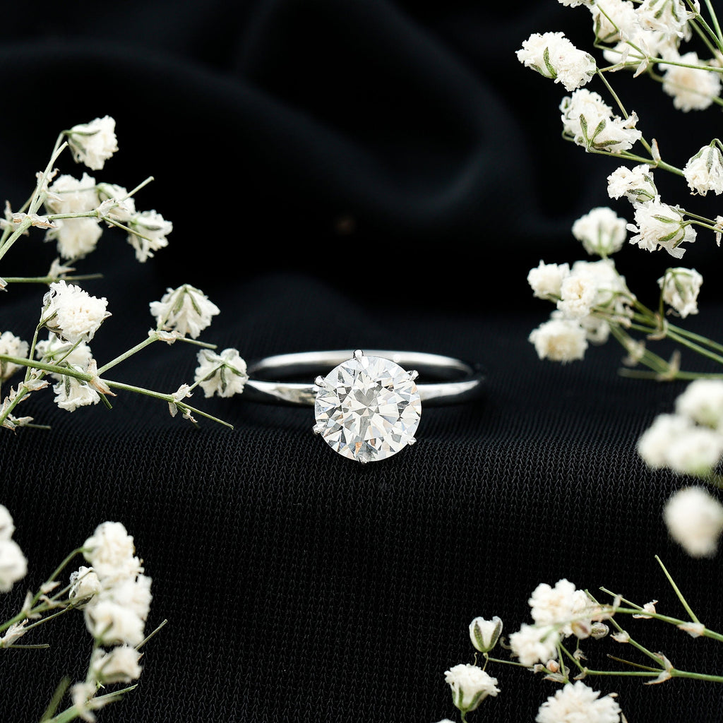 2 Carat Lab Grown Diamond Solitaire Engagement Ring with Hidden Halo