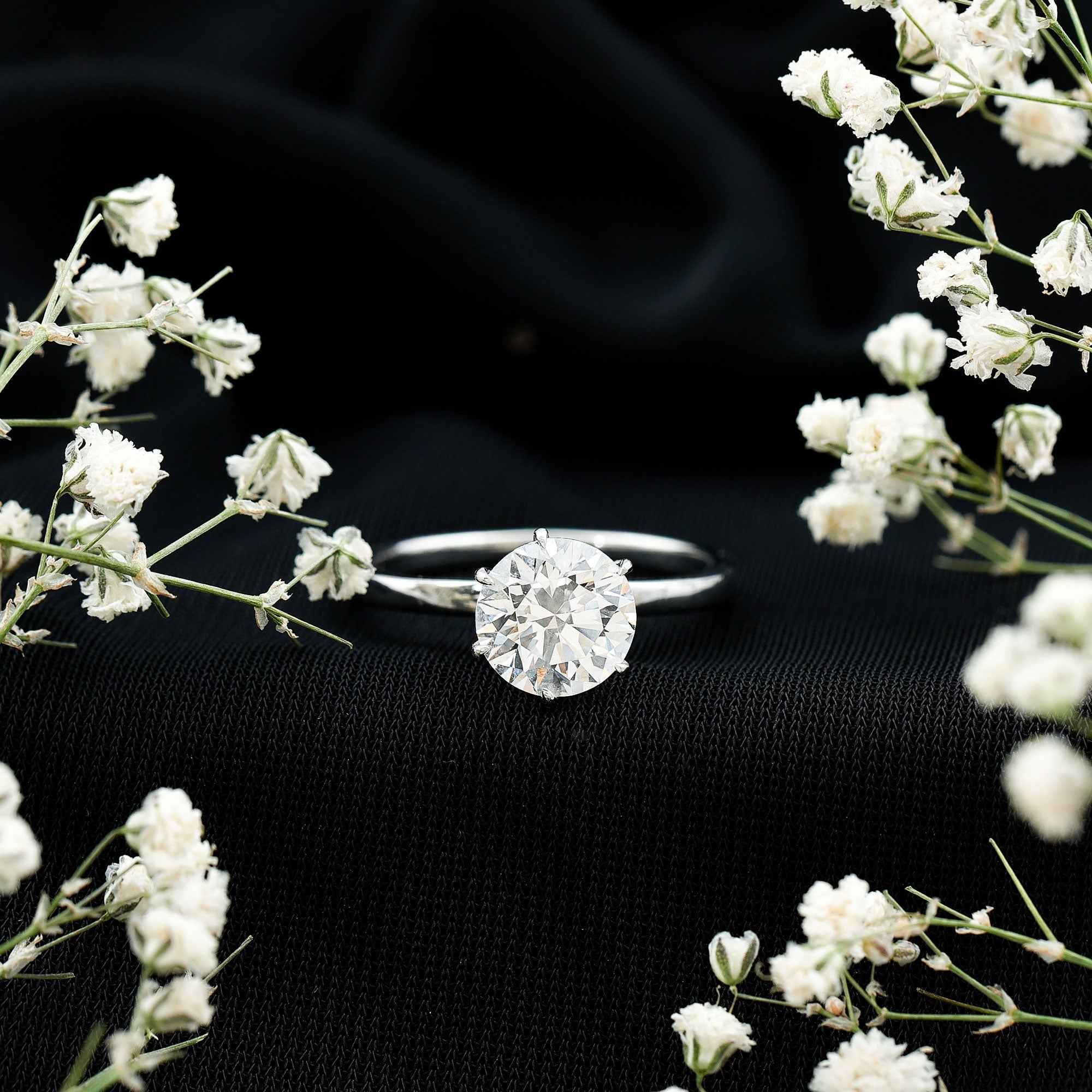 2 Carat Lab Grown Diamond Solitaire Engagement Ring with Hidden Halo