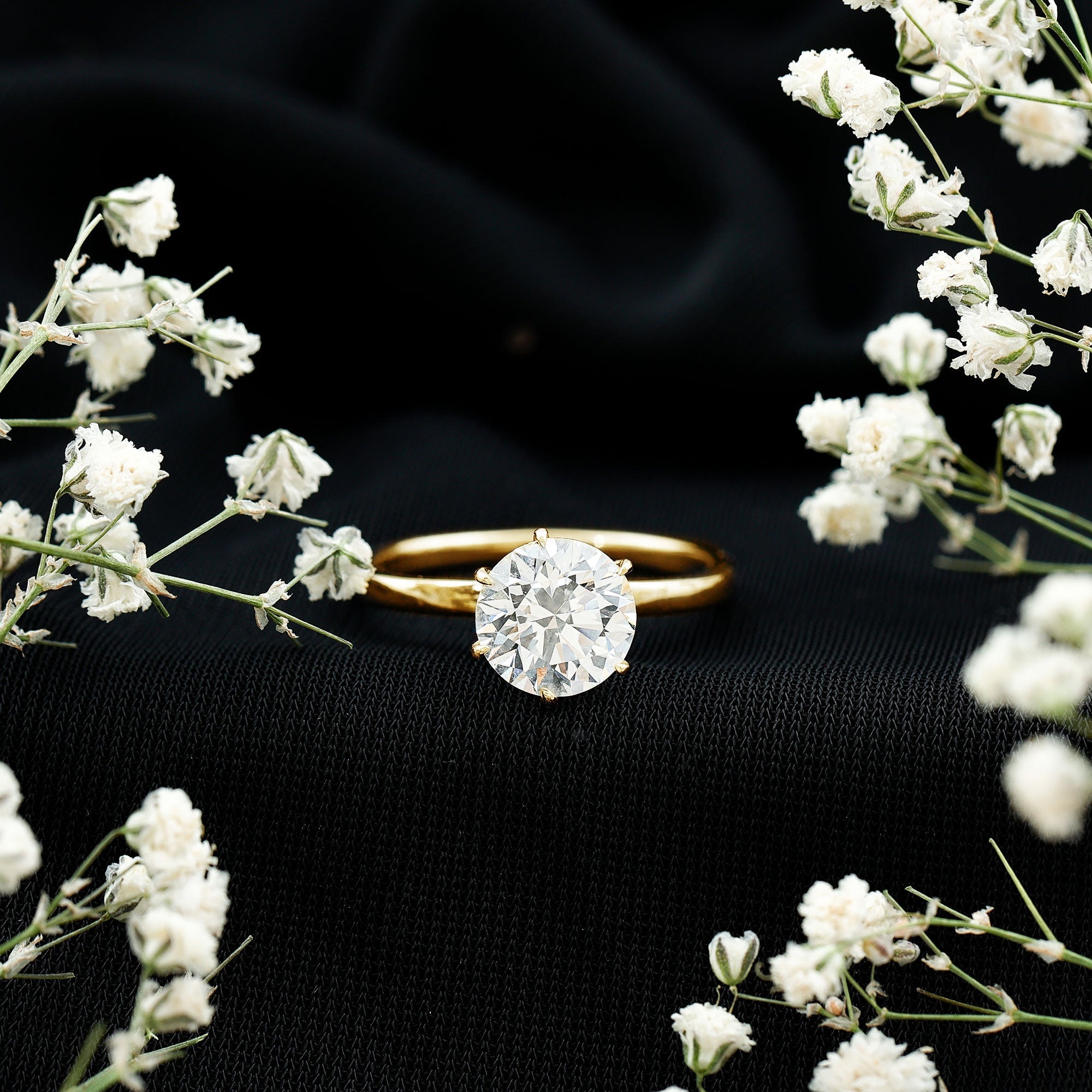 2 Carat Lab Grown Diamond Solitaire Engagement Ring with Hidden Halo