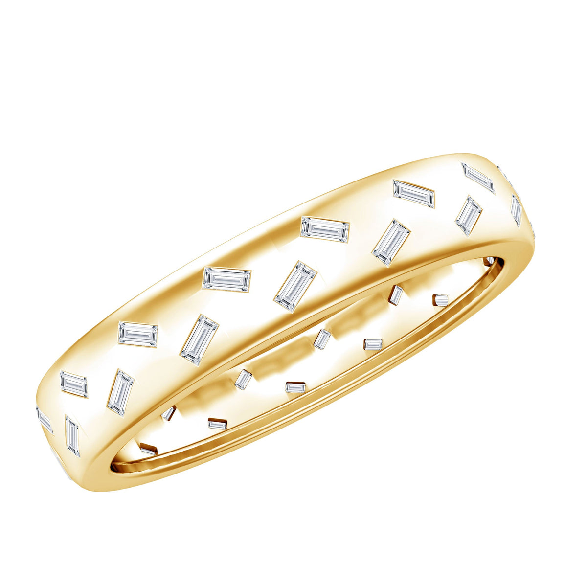 Baguette Cut Lab Grown Diamond Wedding Band With Certificate | Rings | Wiccan Center