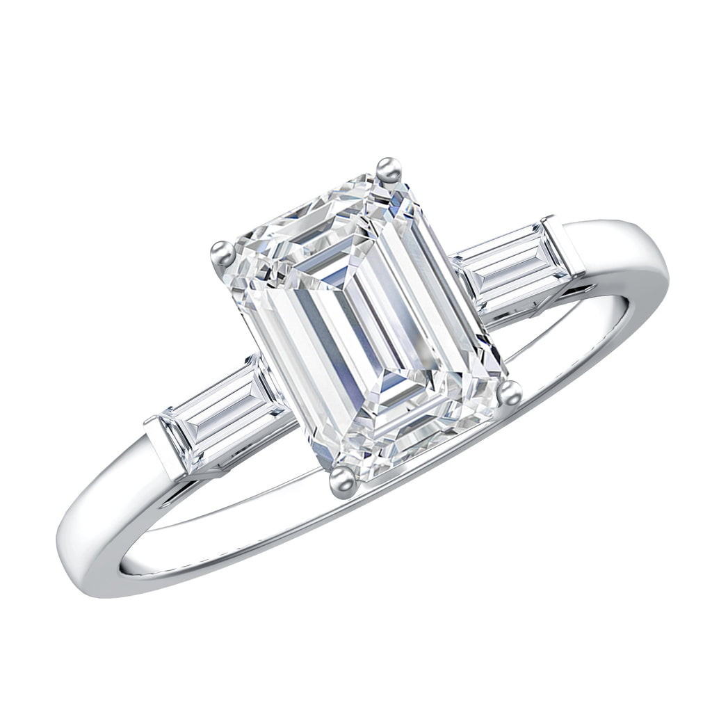 1.8 Carat Lab Grown Diamond Emerald Cut Engagement Ring