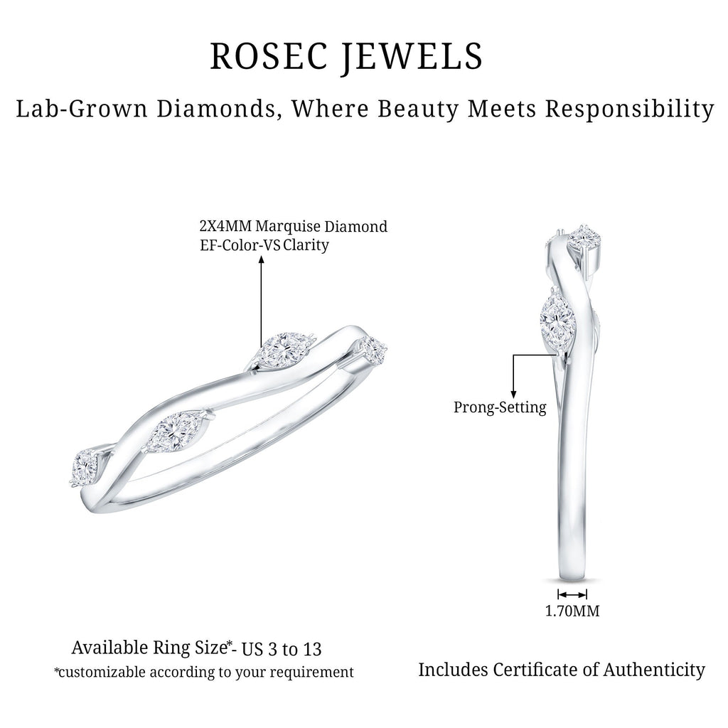 Marquise Cut Lab Grown Diamond Wedding Band