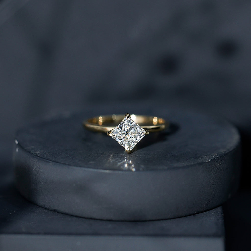 1.25 CT Princess Cut Lab Grown Diamond Solitaire Engagement Ring