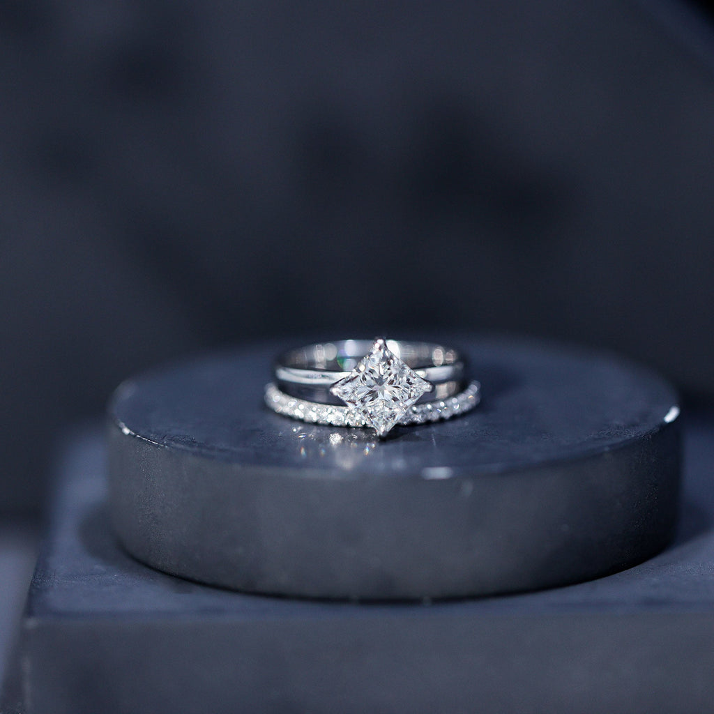 Princess Cut Lab Grown Diamond Ring With Wedding Band
