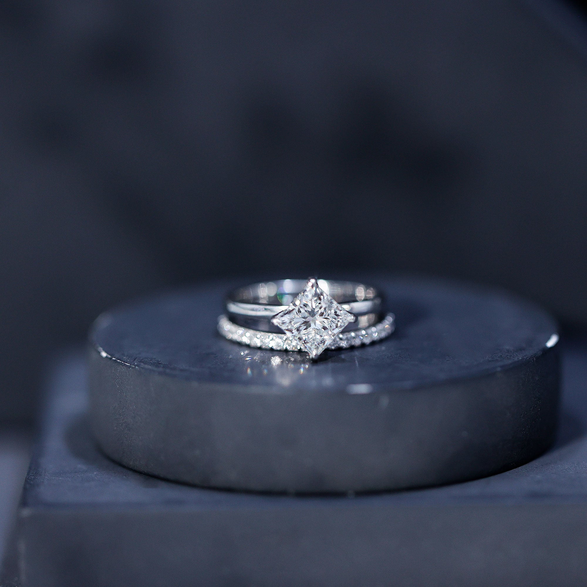 Princess Cut Lab Grown Diamond Ring With Wedding Band