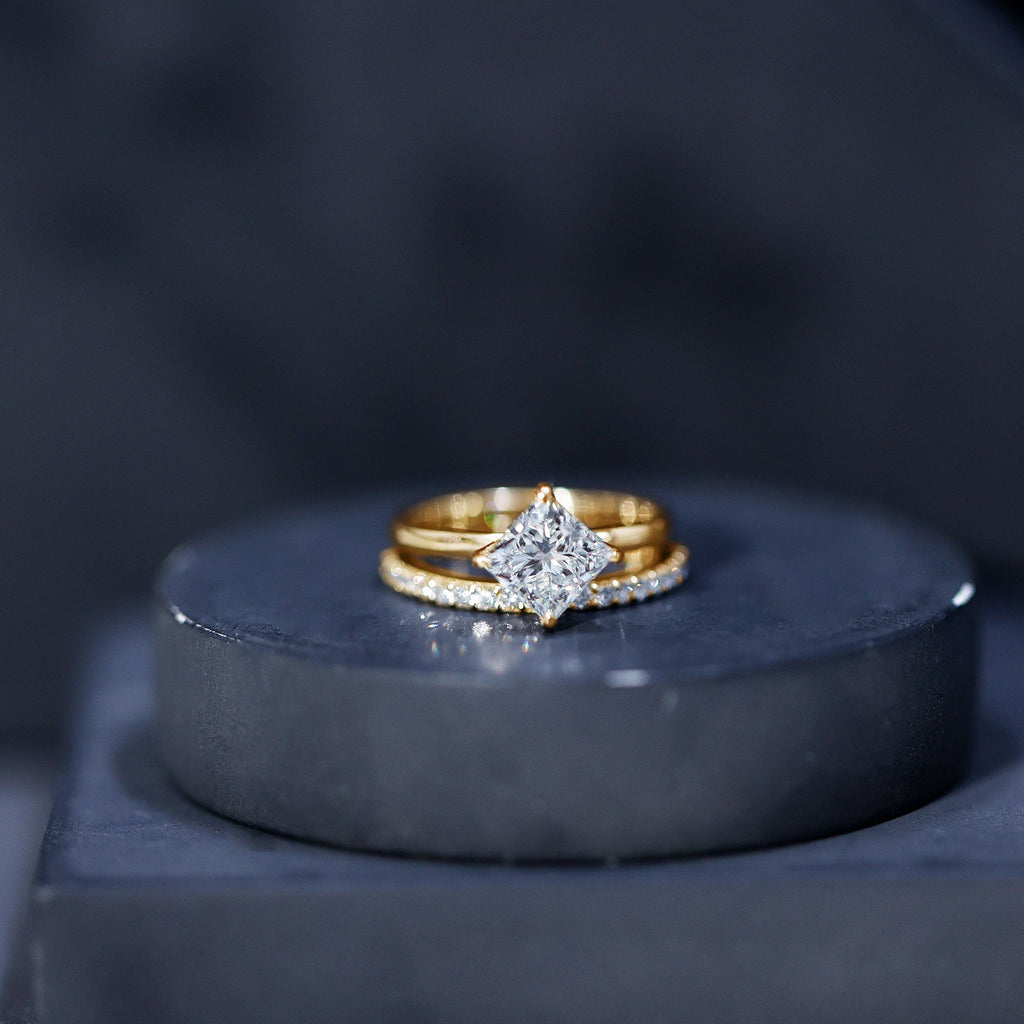 Princess Cut Lab Grown Diamond Ring With Wedding Band