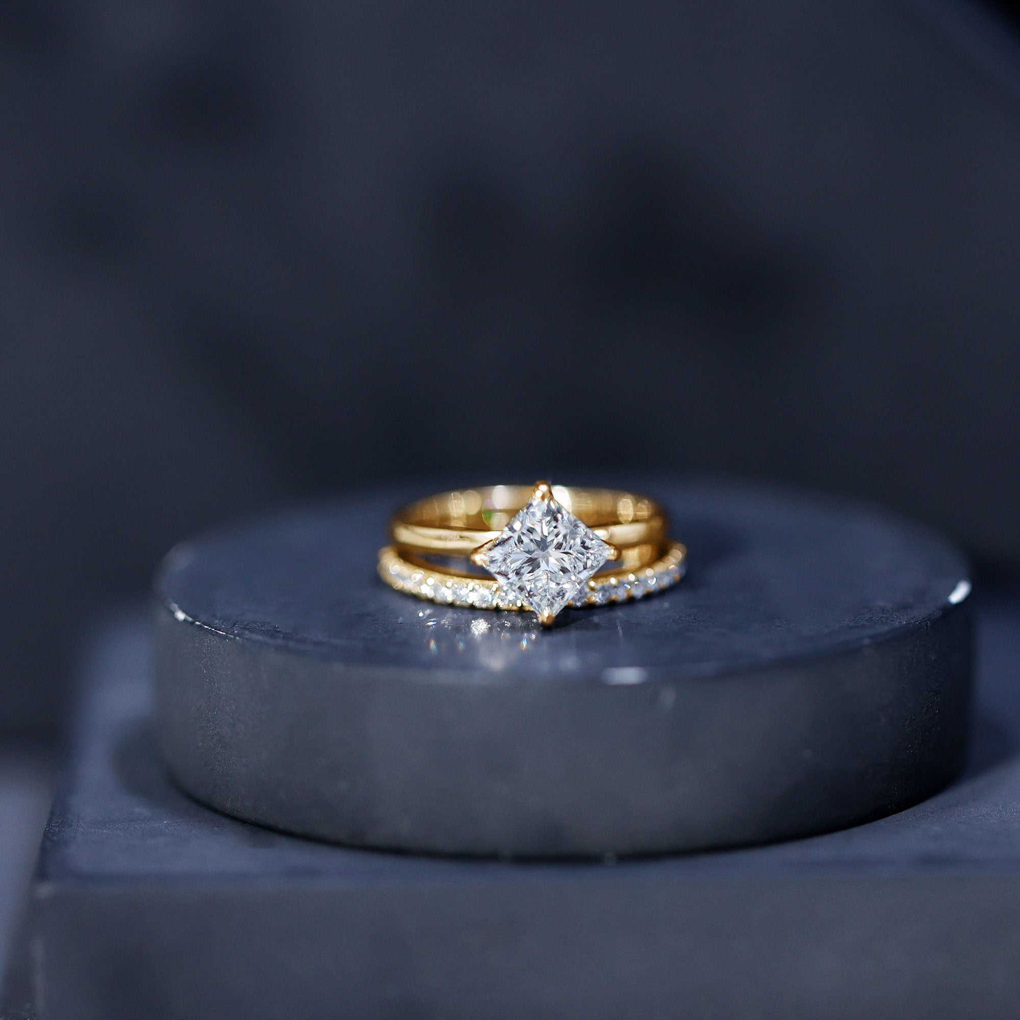 Princess Cut Lab Grown Diamond Ring With Wedding Band