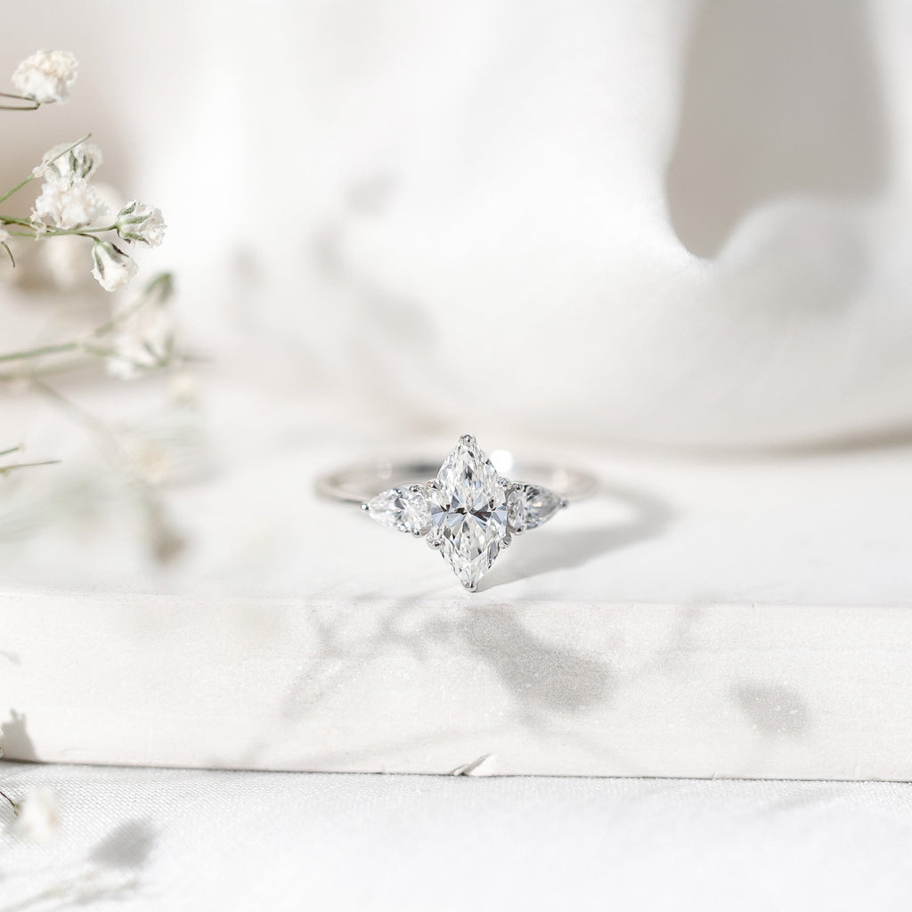 Certified Lab Grown Diamond Three Stone Engagement Ring for Women