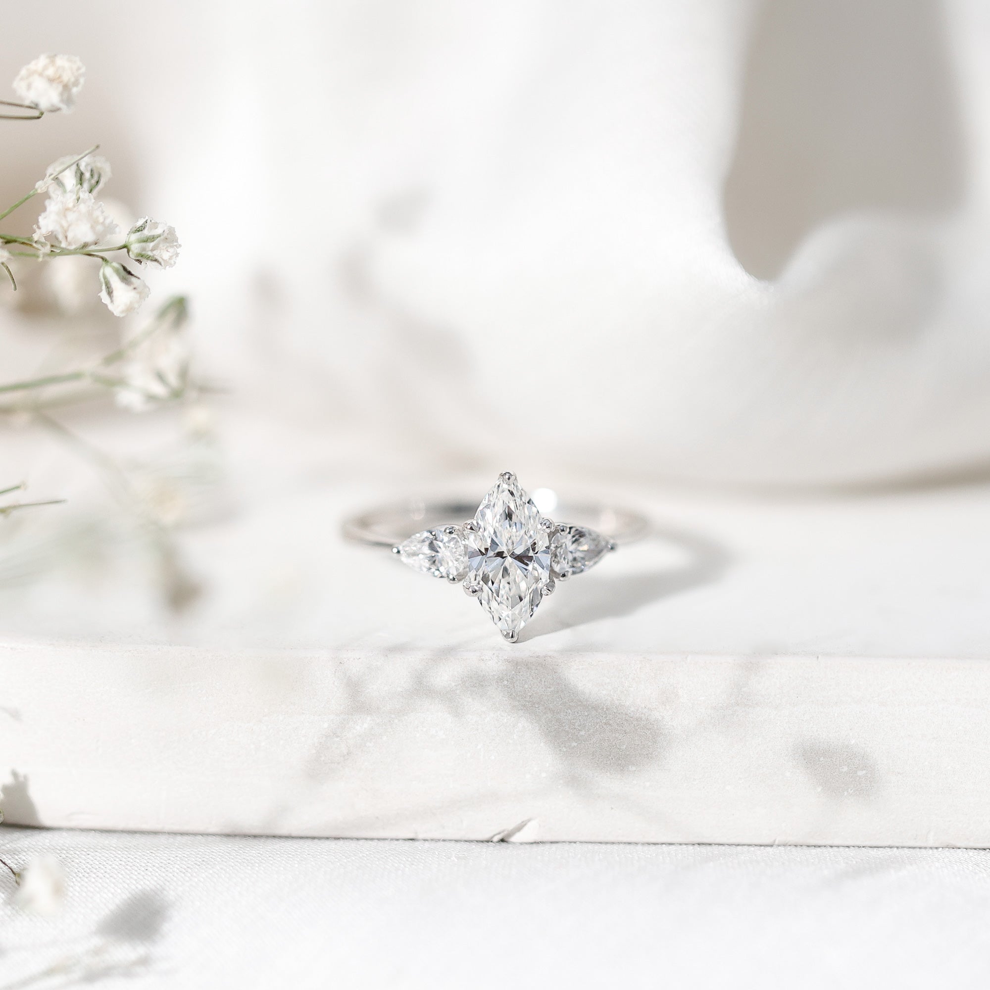 Certified Lab Grown Diamond Three Stone Engagement Ring for Women