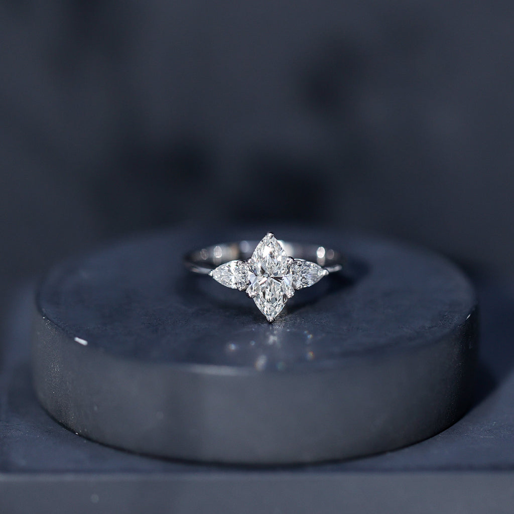 Certified Lab Grown Diamond Three Stone Engagement Ring for Women