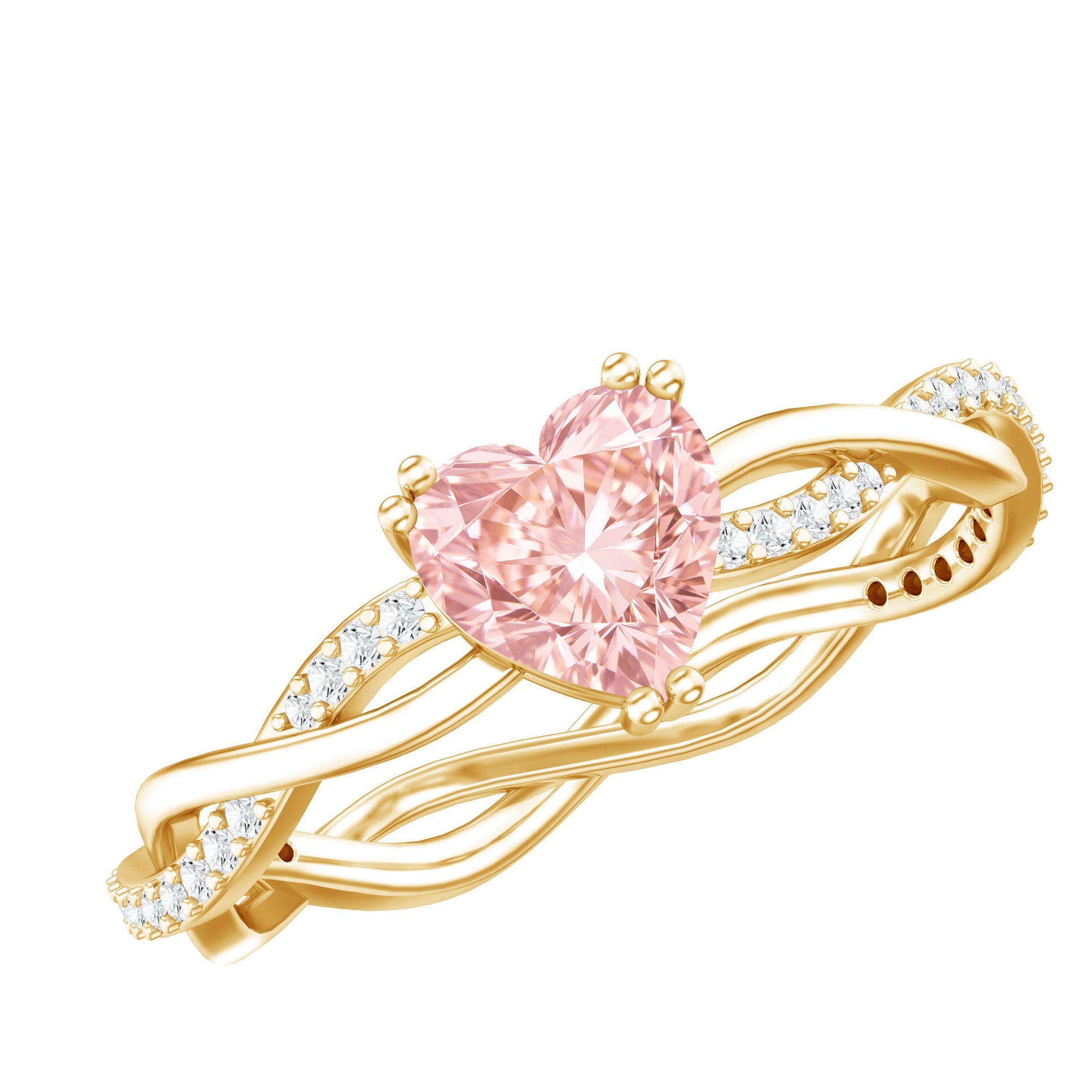 1 CT IGI Certified Lab Grown Pink Diamond Heart Engagement Ring with Crossover Shank | Rings | Wiccan Center