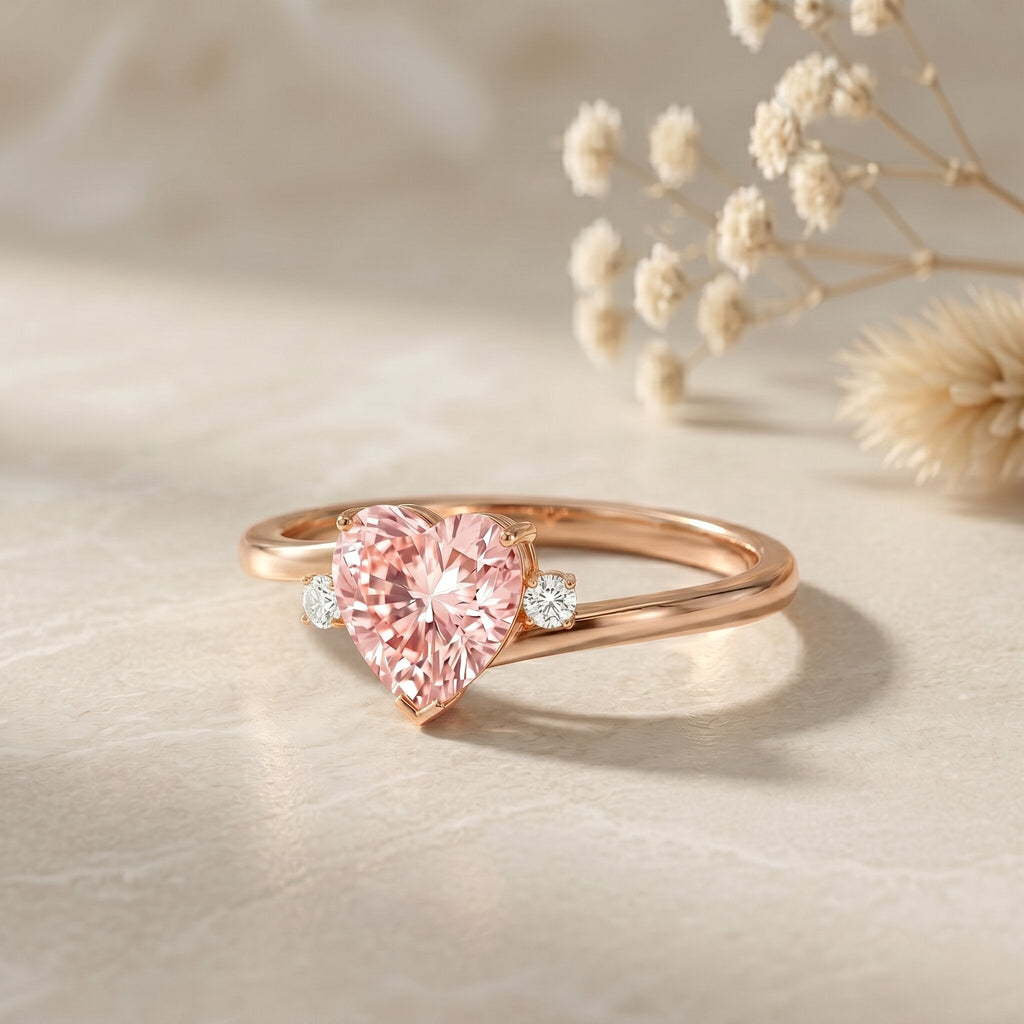 IGI Certified 1 CT Lab Grown Pink Diamond Heart Promise Ring