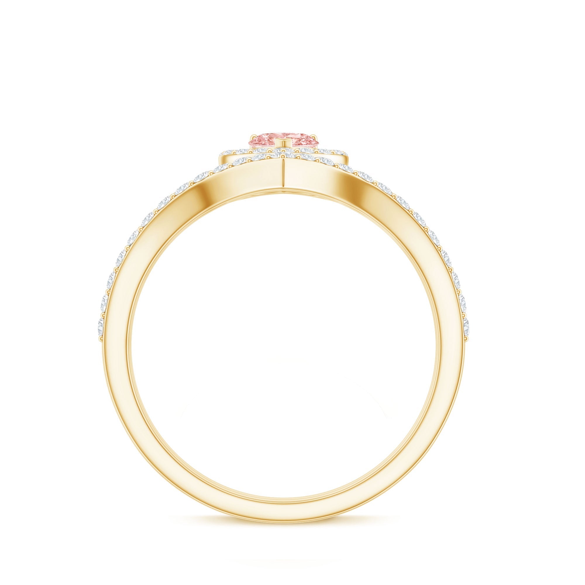 Heart Shape Lab Grown Pink and White Diamond Wedding Ring Set with IGI Certificate