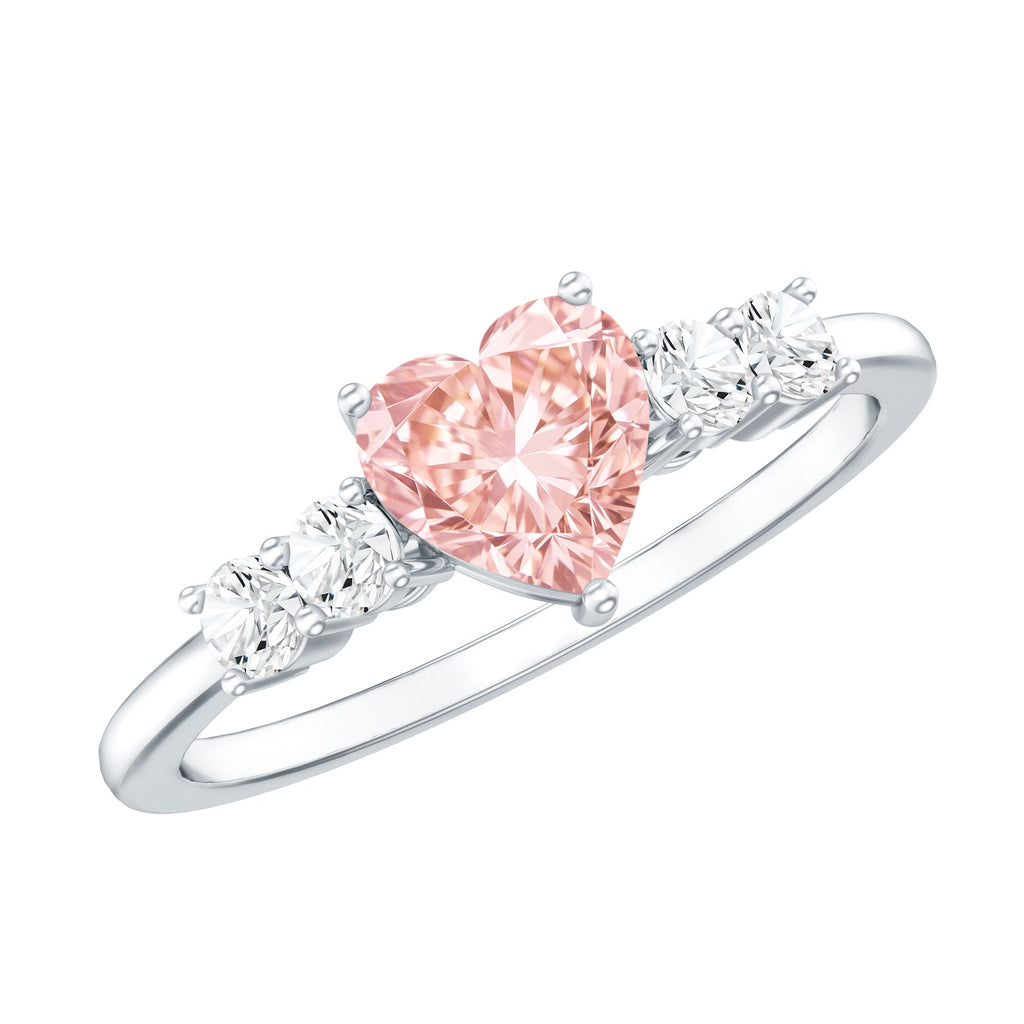 IGI Certified 1 Carat Lab Grown Pink and White Diamond Heart Promise Ring for Her