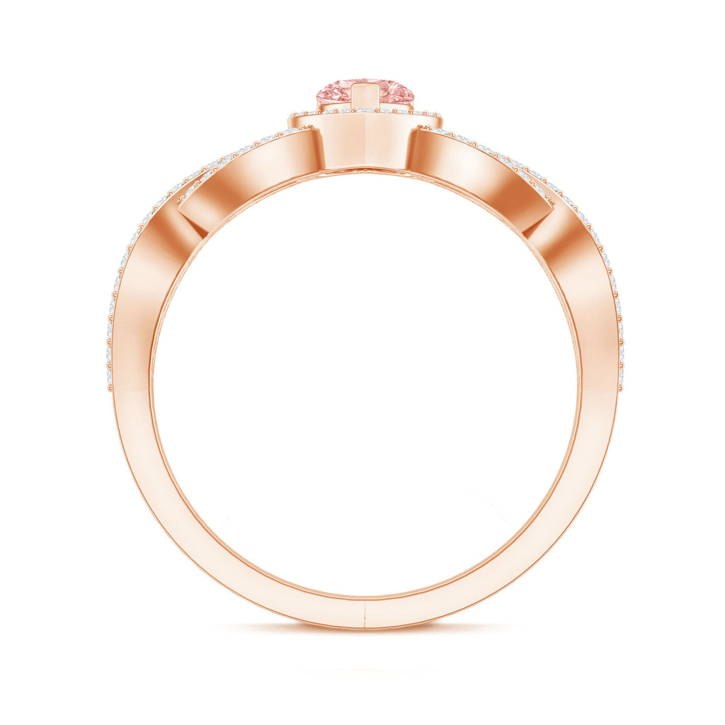IGI Certified 1 Carat Lab Grown Pink and White Diamond Classic Engagement Ring