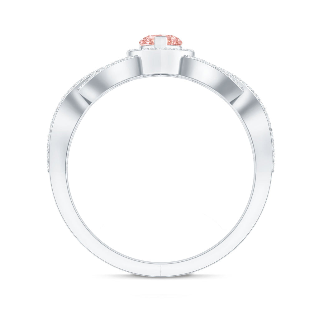 IGI Certified 1 Carat Lab Grown Pink and White Diamond Classic Engagement Ring