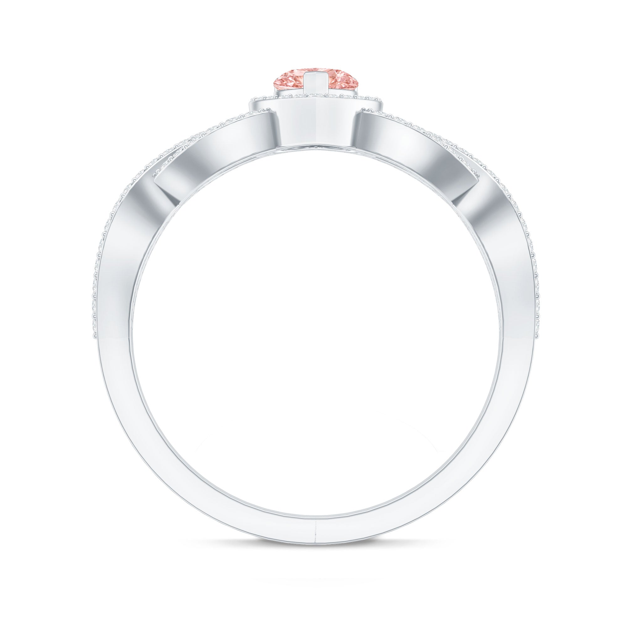 IGI Certified 1 Carat Lab Grown Pink and White Diamond Classic Engagement Ring