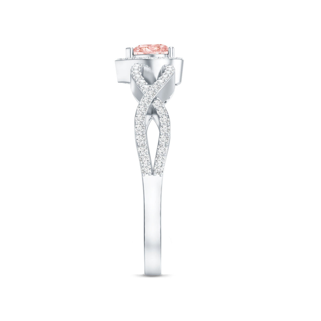 IGI Certified 1 Carat Lab Grown Pink and White Diamond Classic Engagement Ring