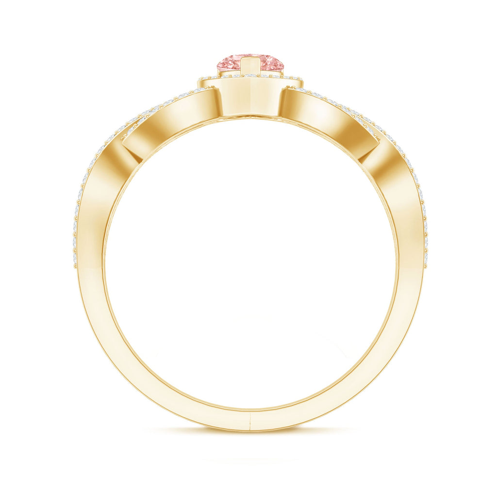IGI Certified 1 Carat Lab Grown Pink and White Diamond Classic Engagement Ring