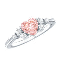 1 CT Lab Grown Pink and White Diamond Heart Engagement Ring IGI Certified