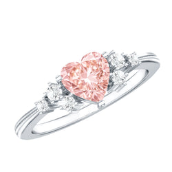 1 CT Lab Grown Pink and White Diamond Heart Engagement Ring IGI Certified | Rings | Wiccan Center