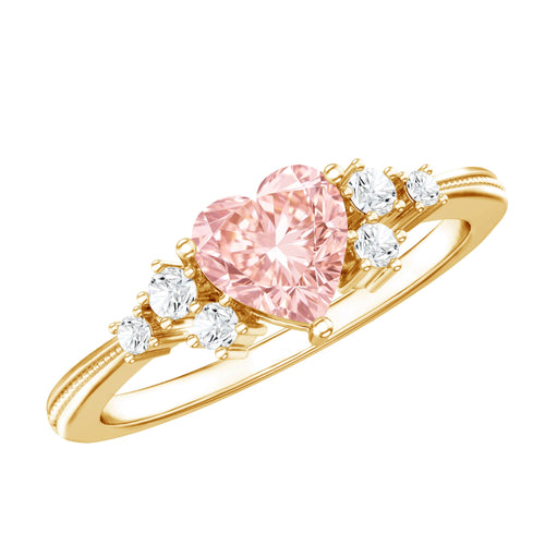1 CT Lab Grown Pink and White Diamond Heart Engagement Ring IGI Certified | Rings | Wiccan Center