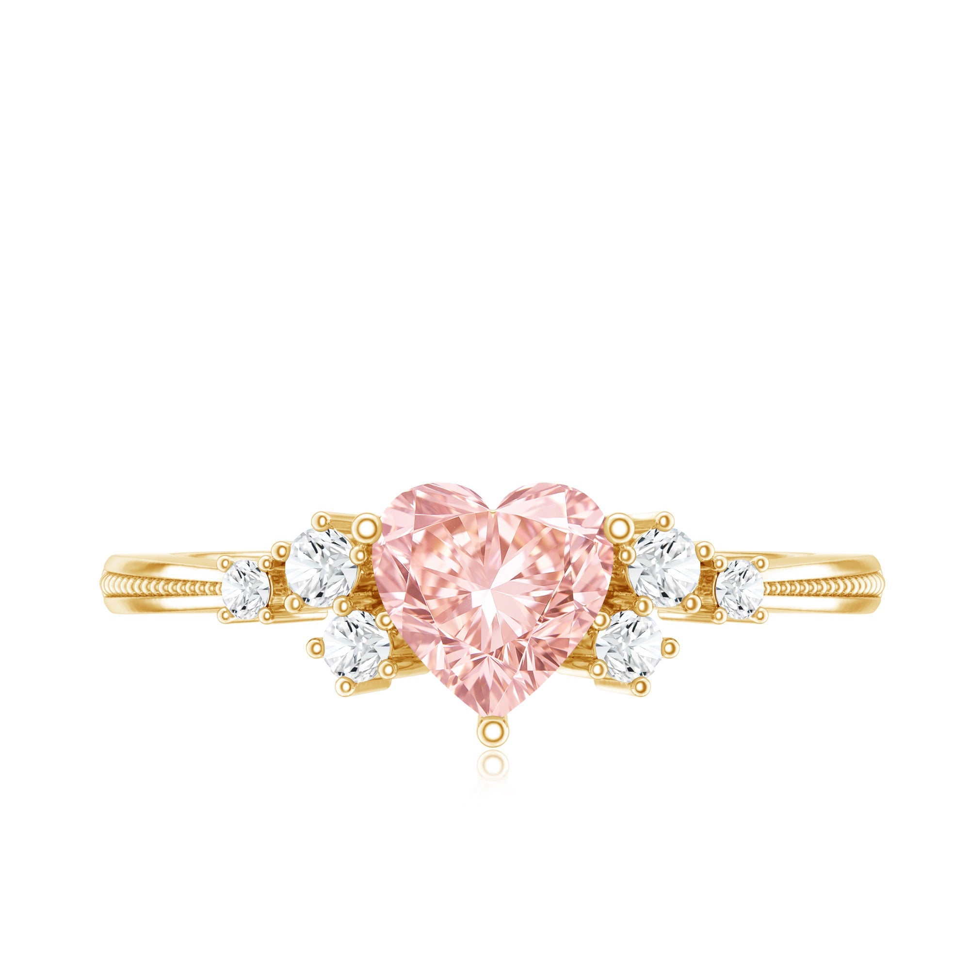 1 CT Lab Grown Pink and White Diamond Heart Engagement Ring IGI Certified