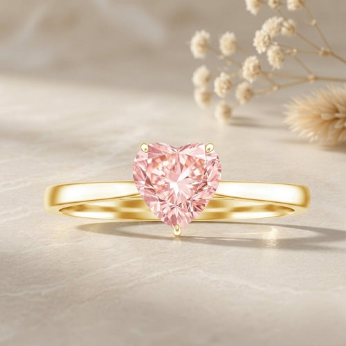 1 CT Lab Grown Pink Diamond Heart Promise Ring with IGI Certificate | Rings | Wiccan Center