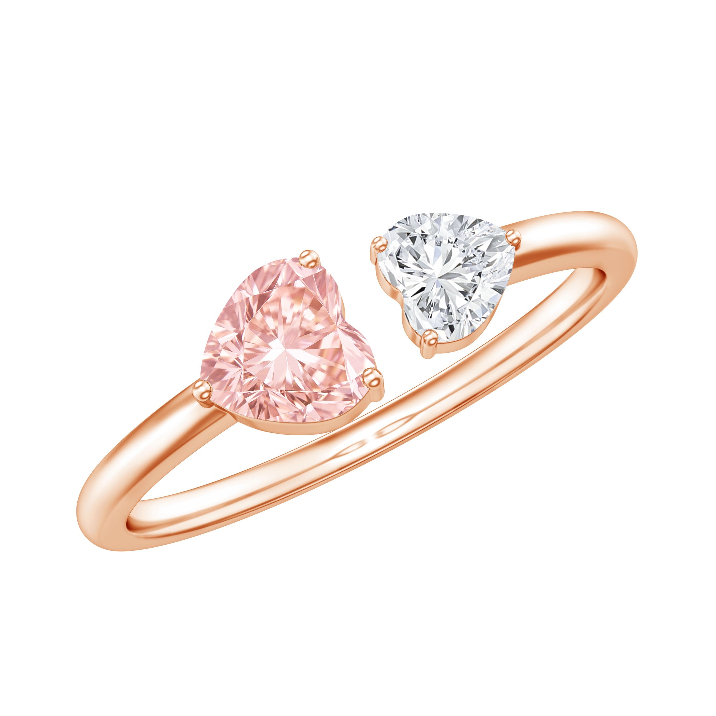 Heart Shape Lab Grown Pink White Diamond Toi Et Moi Promise Ring with IGI Certificate | Rings | Wiccan Center