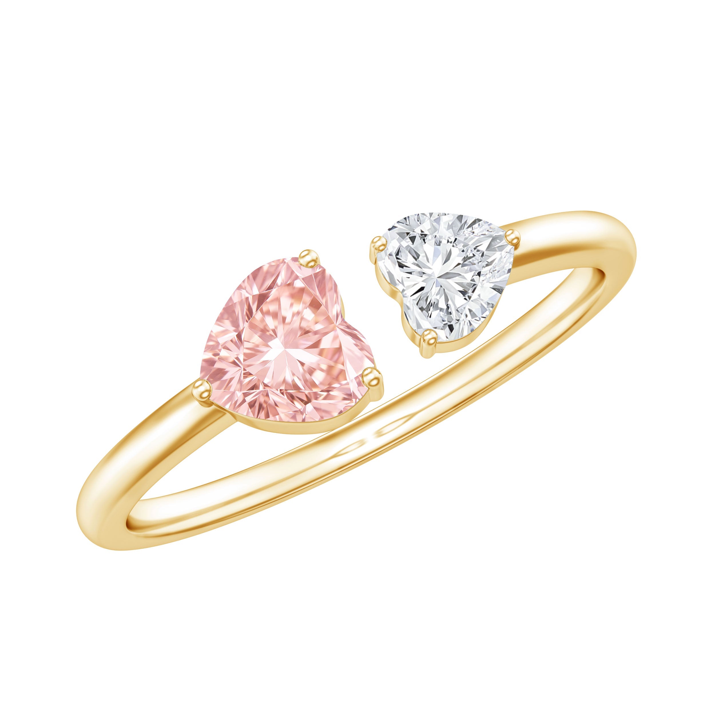Heart Shape Lab Grown Pink White Diamond Toi Et Moi Promise Ring with IGI Certificate | Rings | Wiccan Center