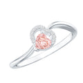 IGI Certified Lab Grown Pink Diamond Heart Promise Ring with Twisted Band