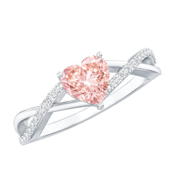 IGI Certified 1 CT Heart Shaped Lab Grown Pink Diamond Infinity Engagement Ring | Rings | Wiccan Center