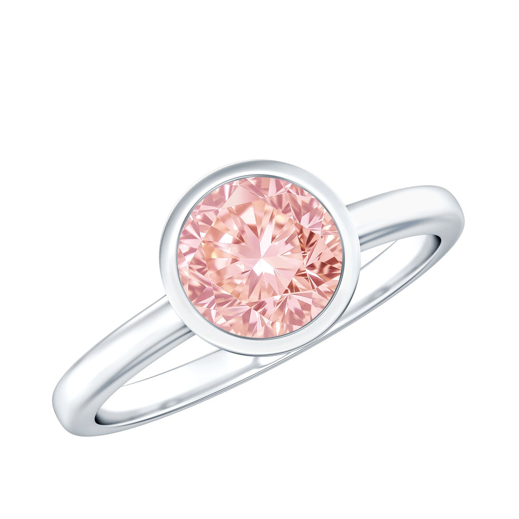 1 CT Lab Grown Pink Diamond Bezel Set Engagement Ring with IGI Certificate