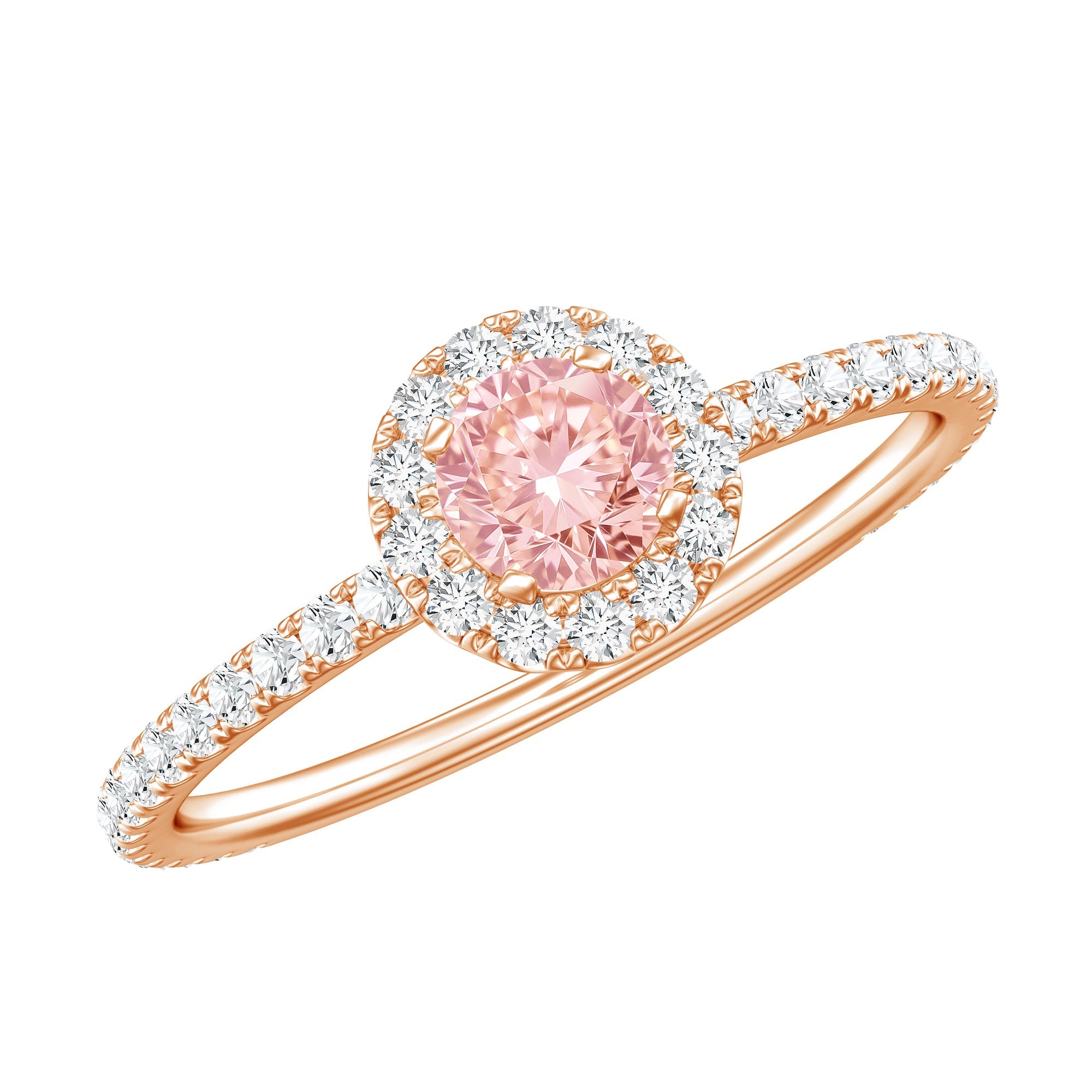 Lab Grown Pink White Diamond Halo Engagement Ring with IGI Certificate | Rings | Wiccan Center