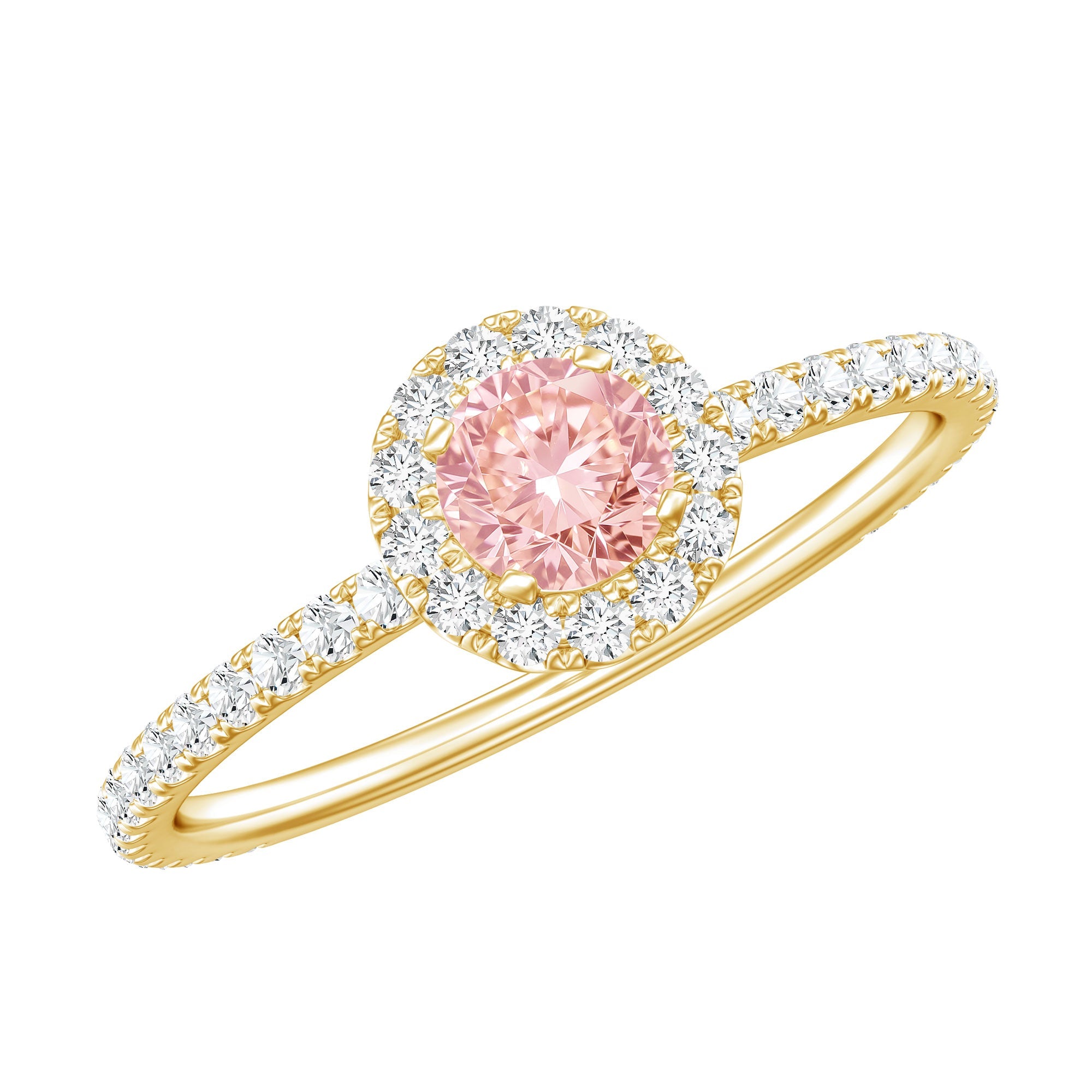 Lab Grown Pink White Diamond Halo Engagement Ring with IGI Certificate | Rings | Wiccan Center