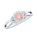 Lab Grown Pink and White Diamond Flower Engagement Ring IGI Certified