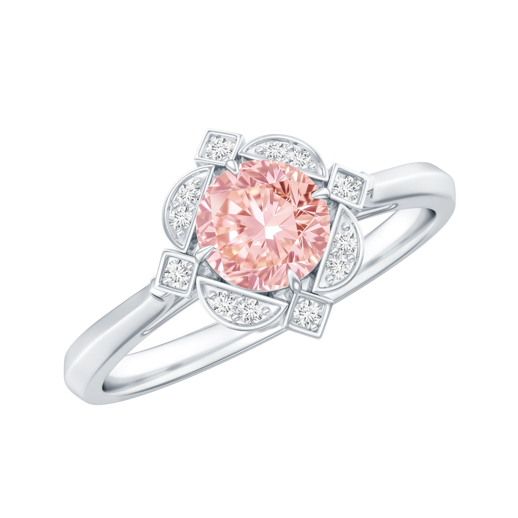 Vintage Inspired Lab Grown Pink Diamond Engagement Ring with IGI Certificate