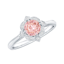 Vintage Inspired Lab Grown Pink Diamond Engagement Ring with IGI Certificate | Rings | Wiccan Center