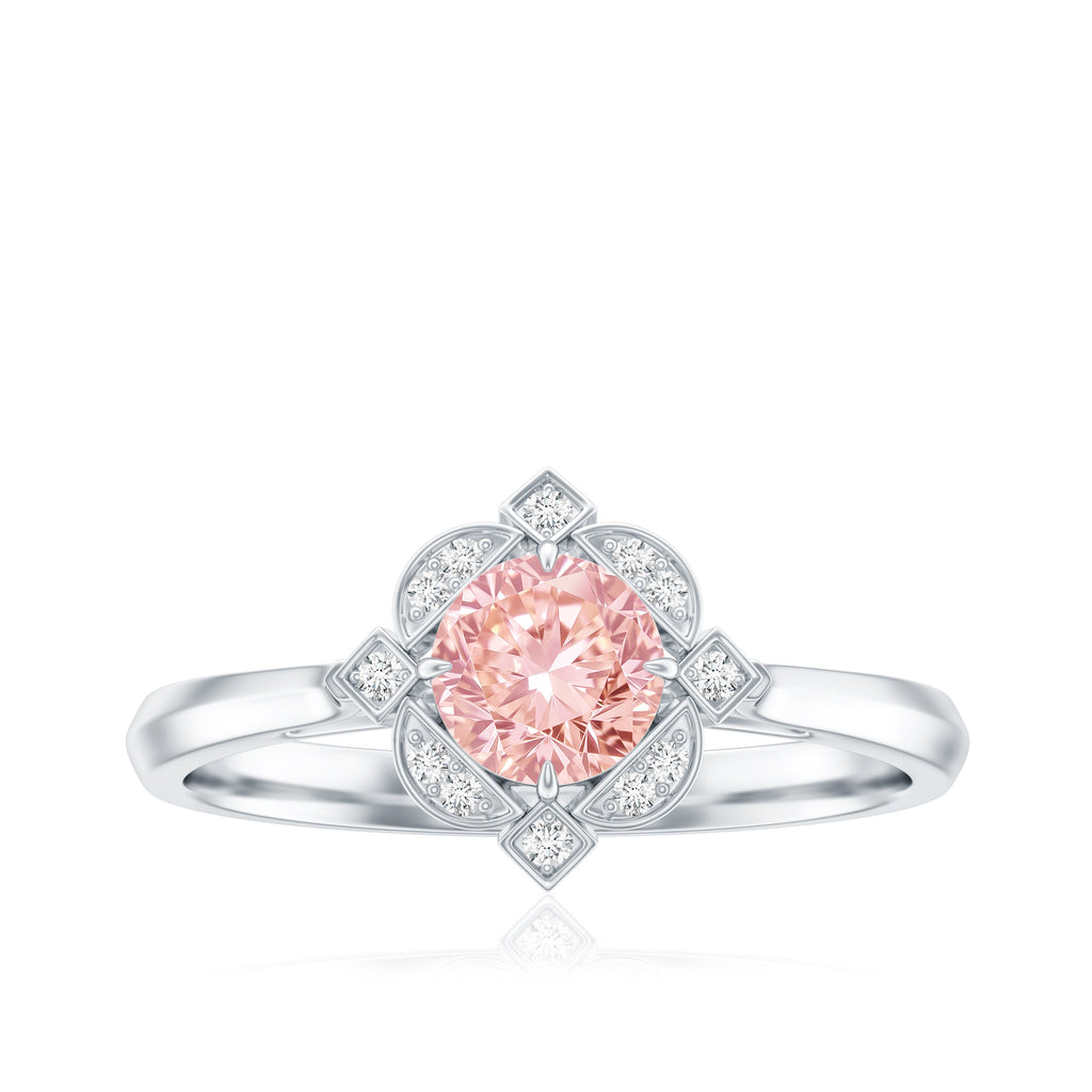 Vintage Inspired Lab Grown Pink Diamond Engagement Ring with IGI Certificate