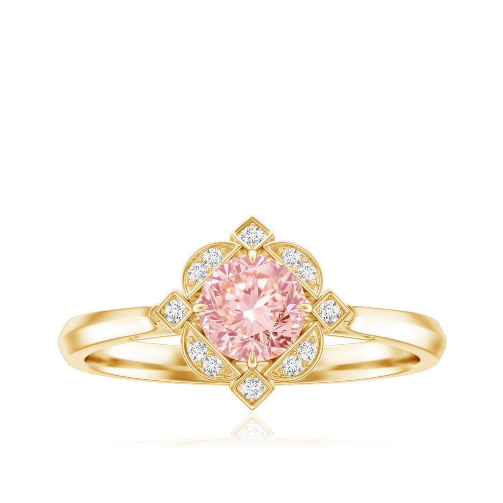 Vintage Inspired Lab Grown Pink Diamond Engagement Ring with IGI Certificate