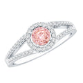 IGI Certified 1 CT Pink Lab Grown Diamond Halo Engagement Ring
