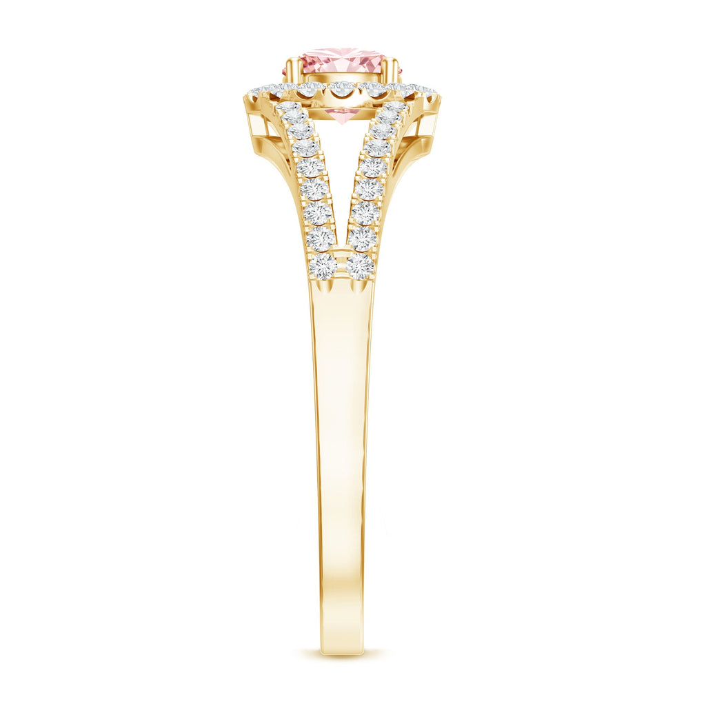 IGI Certified 1 CT Pink Lab Grown Diamond Halo Engagement Ring