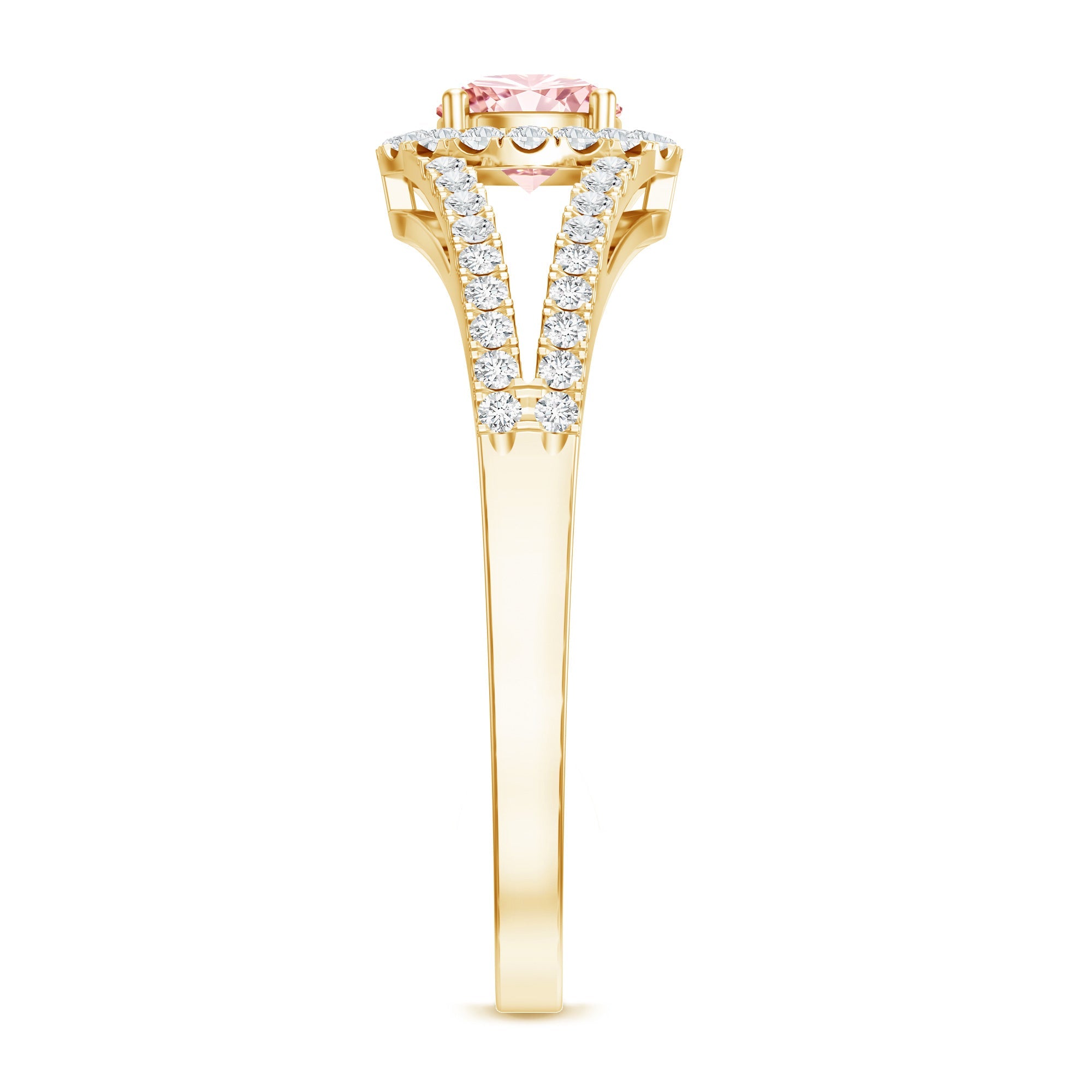 IGI Certified 1 CT Pink Lab Grown Diamond Halo Engagement Ring