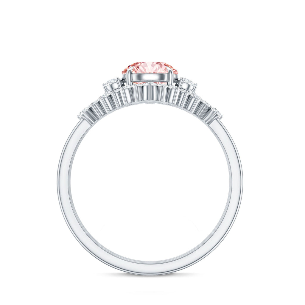 IGI Certified Lab Grown Pink White Diamond Trio Wedding Ring Set
