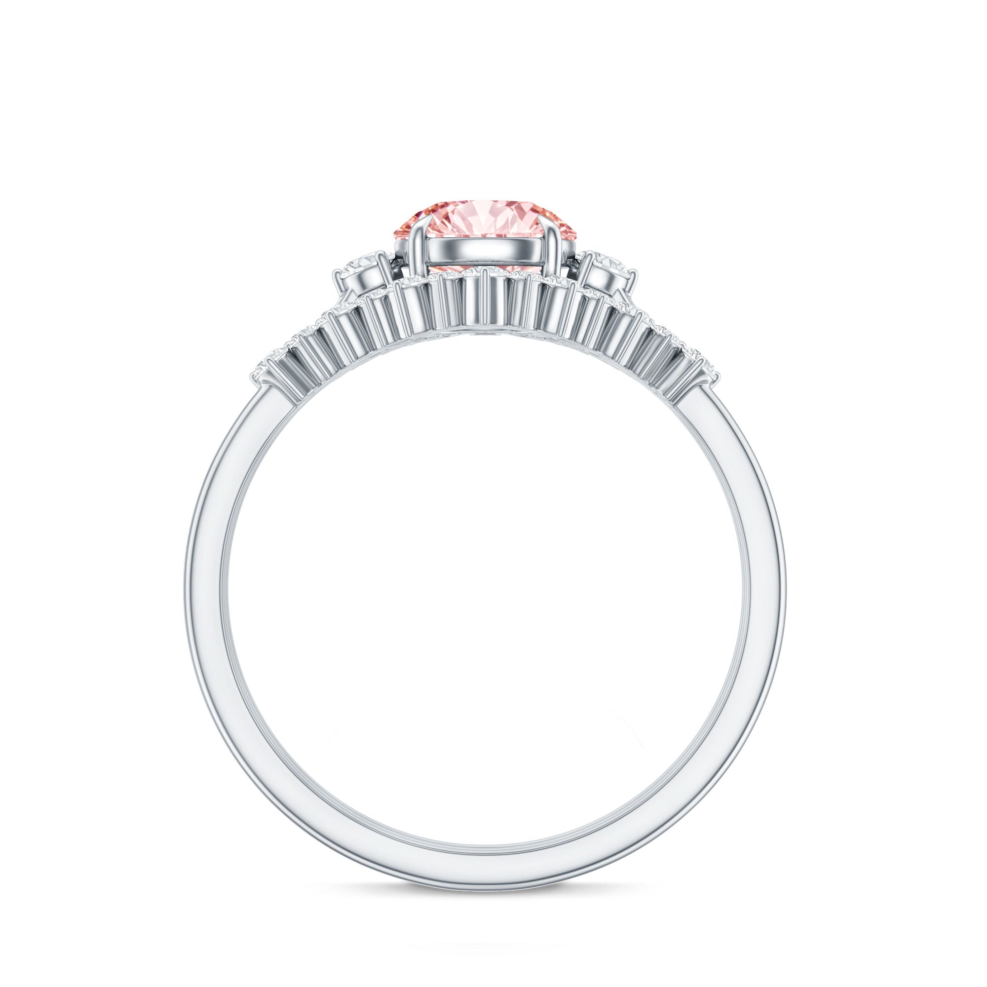 IGI Certified Lab Grown Pink White Diamond Trio Wedding Ring Set