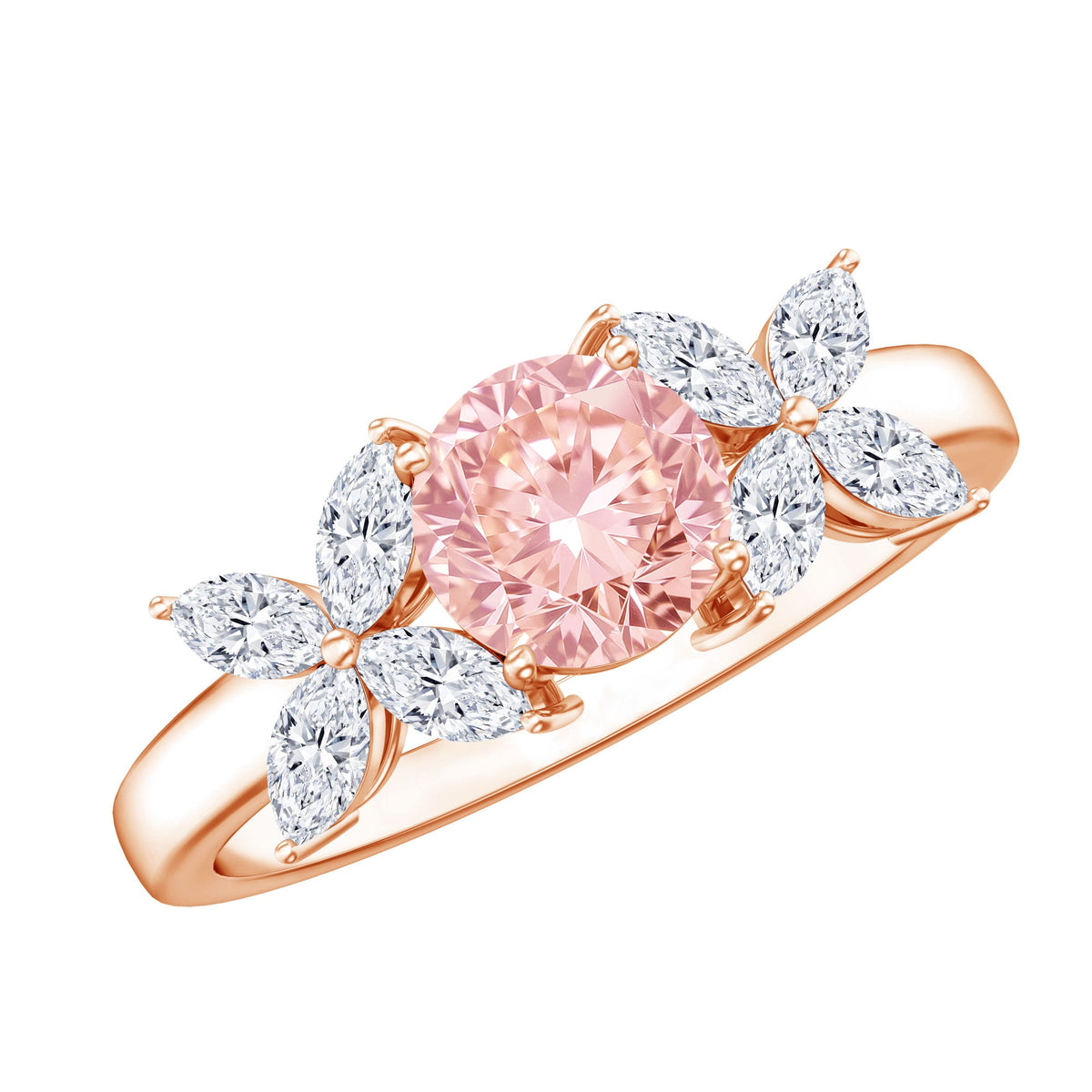 IGI Certified Lab Grown Pink White Diamond Flower Engagement Ring | Rings | Wiccan Center